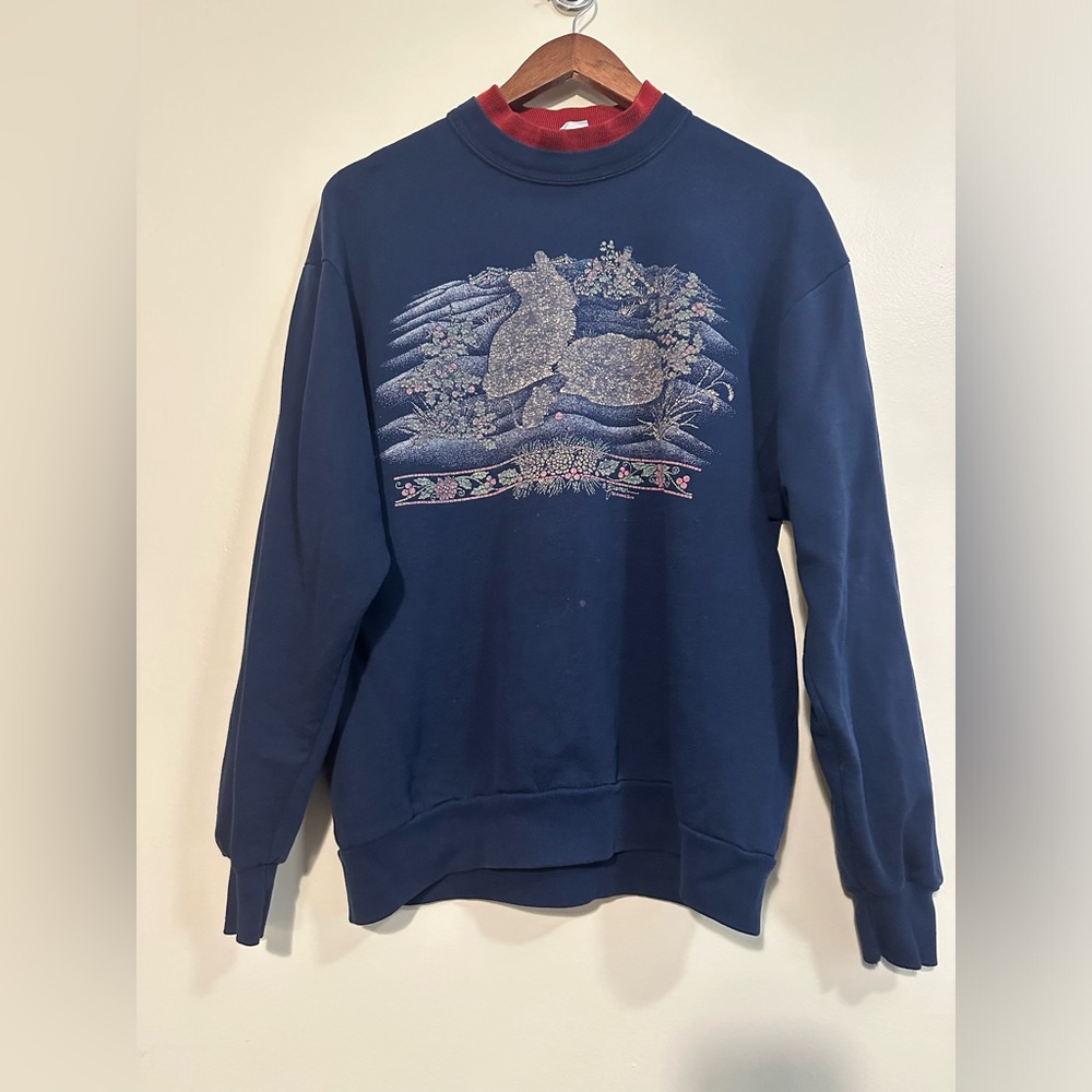 Vintage morning suns sweatshirt crewneck  pullover blue red size large